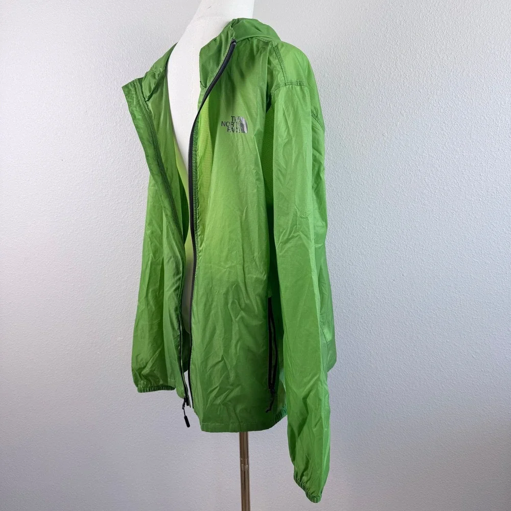 The North Face Mens Green Lightweight Hooded Windbreaker Hiking Jacket Large